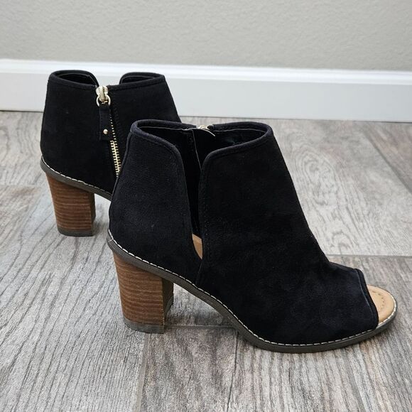 Dr. Scholl's Postone Black Peep-Toe Chunky Heel Ankle Boots - Picture 9 of 15